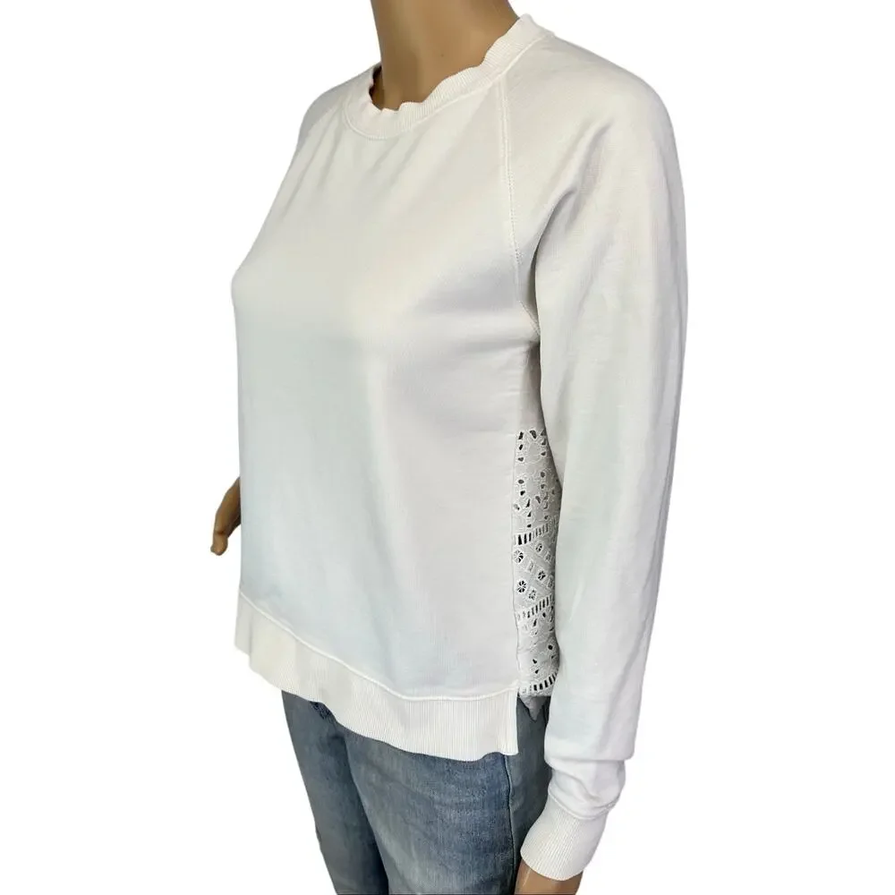 J. Crew Eyelet Back Sweatshirt White J3917 Size XS